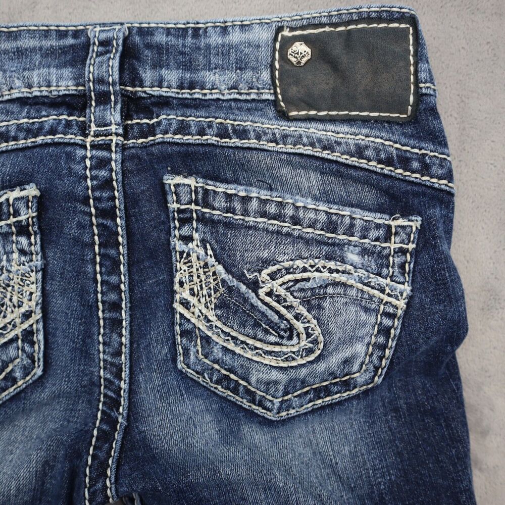 Silver Jeans Co Pants Womens 24 Blue Denim Camden Rose Distressed Pockets Jeans - Picture 9 of 16